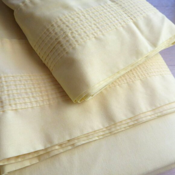 Vintage 70s Springmaid Full 4pc Sheet Set Canary Yellow No Iron Percale Cottage - Picture 2 of 10